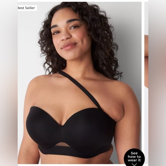 Cacique Black Strapless Bandeau Bra - Picture 7 of 15